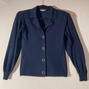 St John Neiman Marcus Blazer Sz‎ 2 Navy Vintage Santana Knit 4 Academia Classic